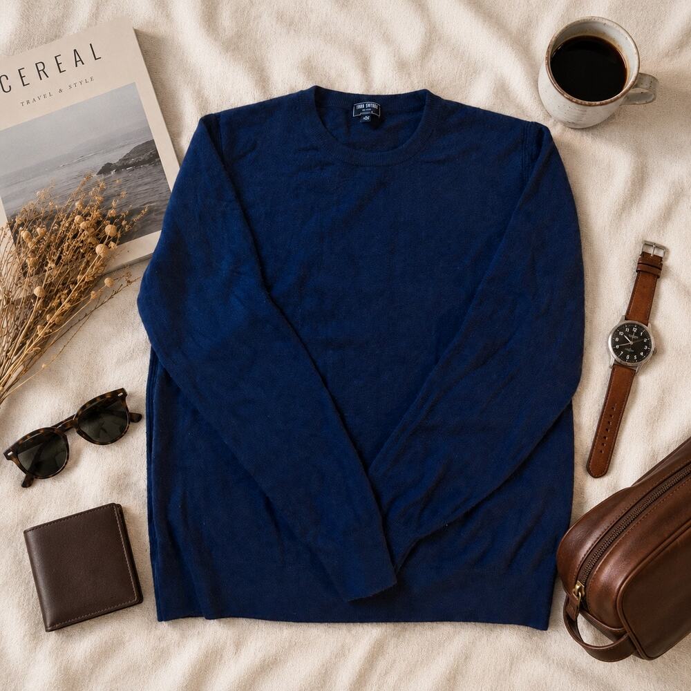 100% Cashmere Navy Crewneck Sweater
